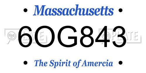 6OG843 Massachusetts License Plate