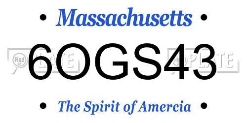 6OGS43 Massachusetts License Plate