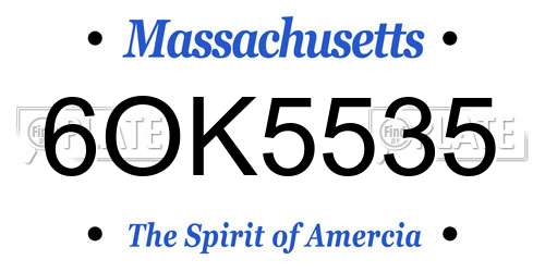 6OK5535 Massachusetts License Plate