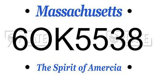 6OK5538 Massachusetts License Plate