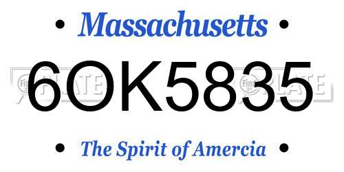 6OK5835 Massachusetts License Plate