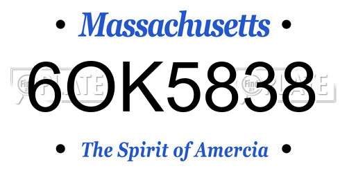 6OK5838 Massachusetts License Plate