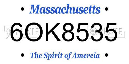 6OK8535 Massachusetts License Plate