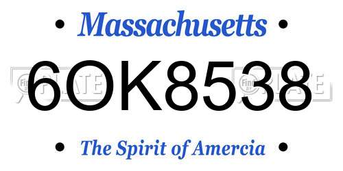6OK8538 Massachusetts License Plate