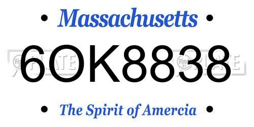 6OK8838 Massachusetts License Plate