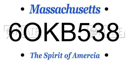 6OKB538 Massachusetts License Plate