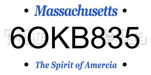 6OKB835 Massachusetts License Plate