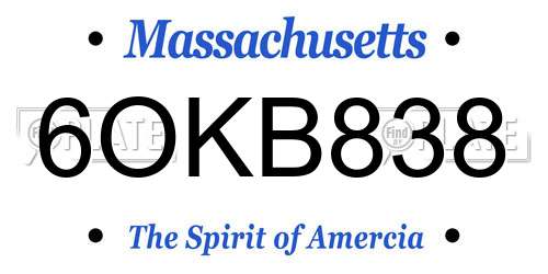 6OKB838 Massachusetts License Plate