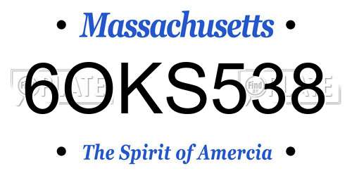 6OKS538 Massachusetts License Plate
