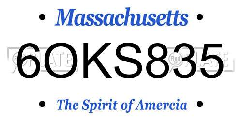 6OKS835 Massachusetts License Plate