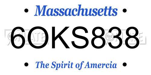 6OKS838 Massachusetts License Plate