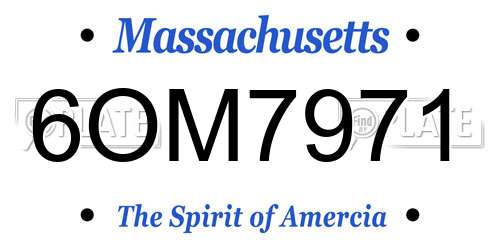 6OM7971 Massachusetts License Plate