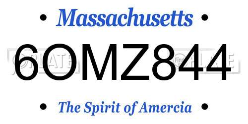 6OMZ844 Massachusetts License Plate