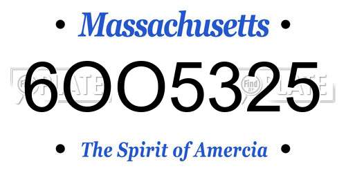 6OO5325 Massachusetts License Plate