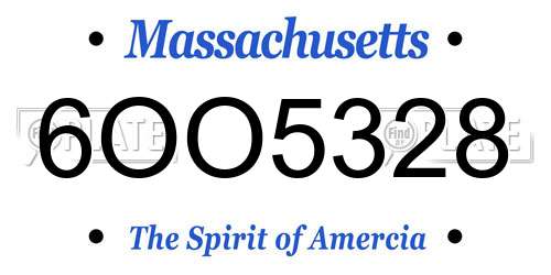 6OO5328 Massachusetts License Plate