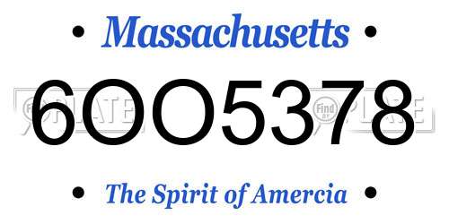 6OO5378 Massachusetts License Plate