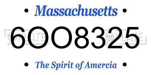 6OO8325 Massachusetts License Plate