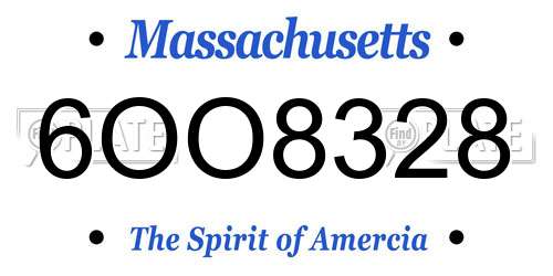 6OO8328 Massachusetts License Plate