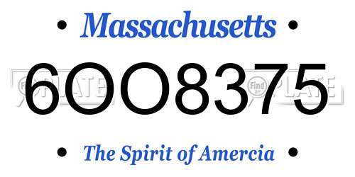 6OO8375 Massachusetts License Plate