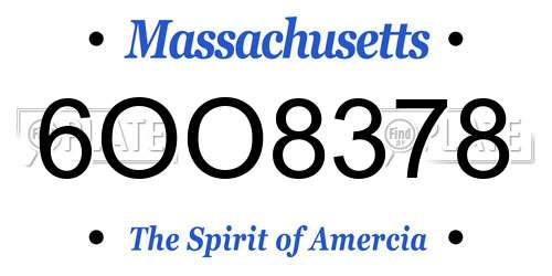 6OO8378 Massachusetts License Plate