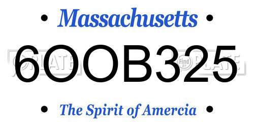 6OOB325 Massachusetts License Plate