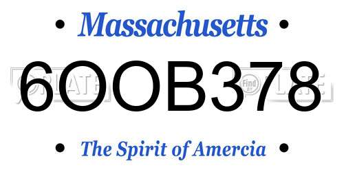 6OOB378 Massachusetts License Plate