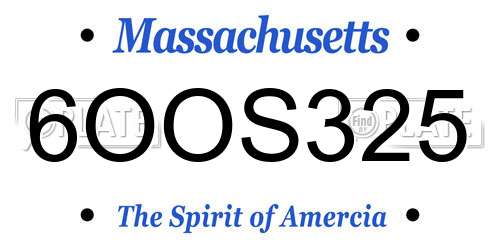 6OOS325 Massachusetts License Plate