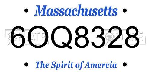 6OQ8328 Massachusetts License Plate