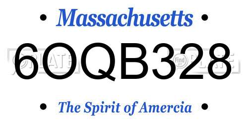 6OQB328 Massachusetts License Plate