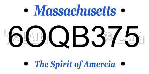6OQB375 Massachusetts License Plate