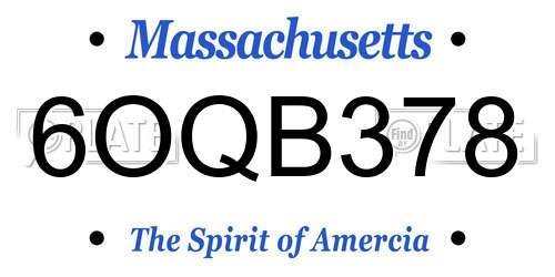 6OQB378 Massachusetts License Plate