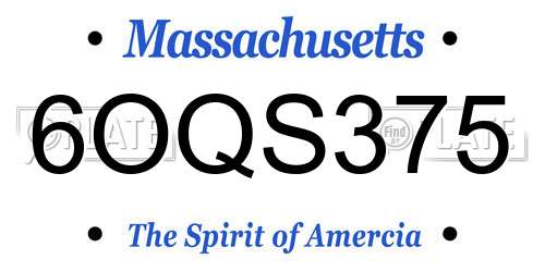 6OQS375 Massachusetts License Plate