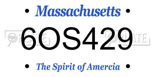 6OS429 Massachusetts License Plate