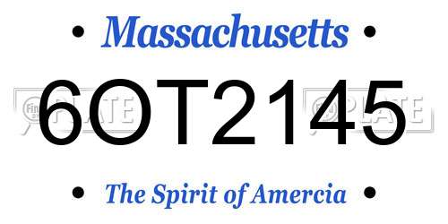6OT2145 Massachusetts License Plate