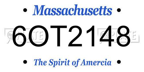 6OT2148 Massachusetts License Plate