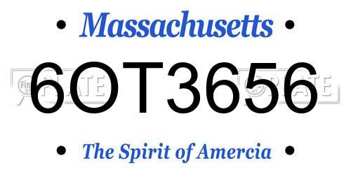 6OT3656 Massachusetts License Plate