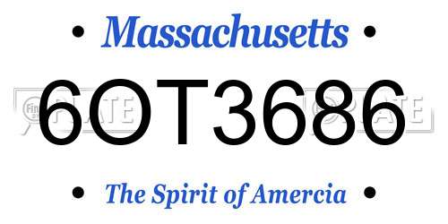 6OT3686 Massachusetts License Plate