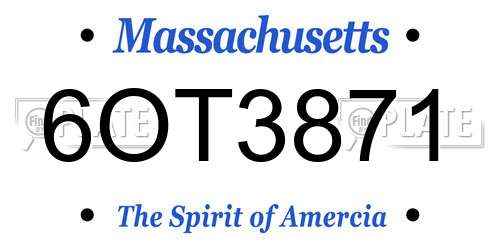 6OT3871 Massachusetts License Plate