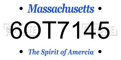 6OT7145 Massachusetts License Plate