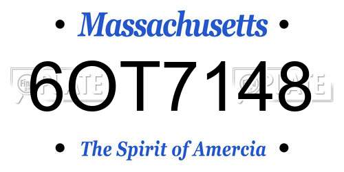 6OT7148 Massachusetts License Plate