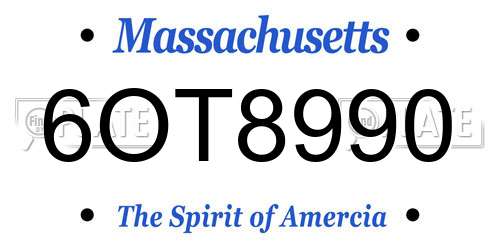6OT8990 Massachusetts License Plate