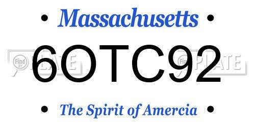 6OTC92 Massachusetts License Plate