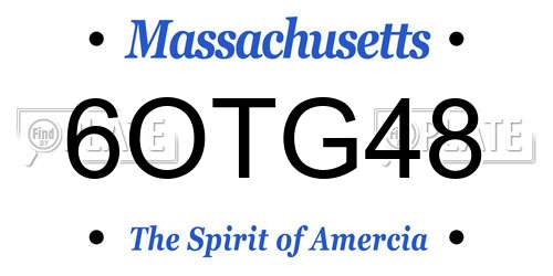 6OTG48 Massachusetts License Plate