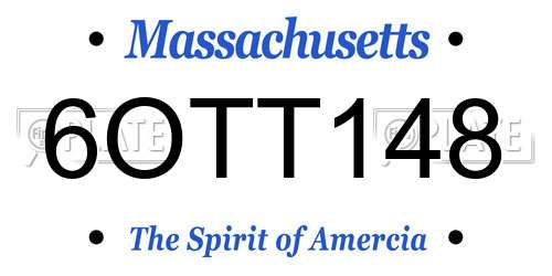 6OTT148 Massachusetts License Plate