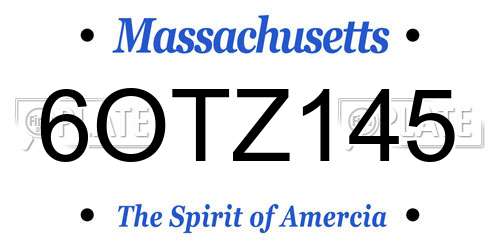 6OTZ145 Massachusetts License Plate