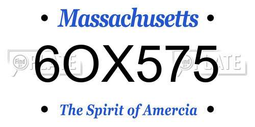 6OX575 Massachusetts License Plate