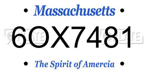6OX7481 Massachusetts License Plate