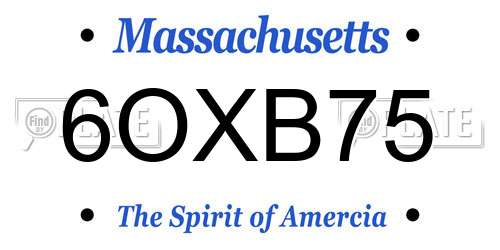 6OXB75 Massachusetts License Plate