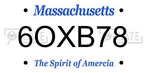 6OXB78 Massachusetts License Plate