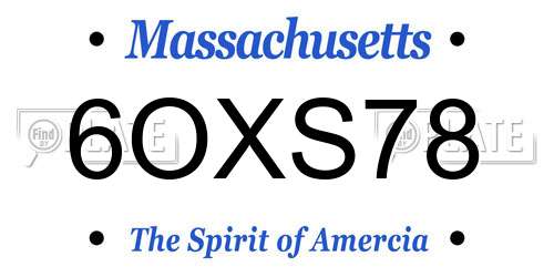 6OXS78 Massachusetts License Plate
